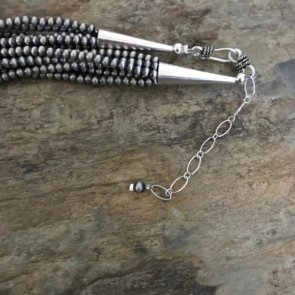 Sterling silver Multi Strand Bead Necklace 30inch - Picture 3 of 8